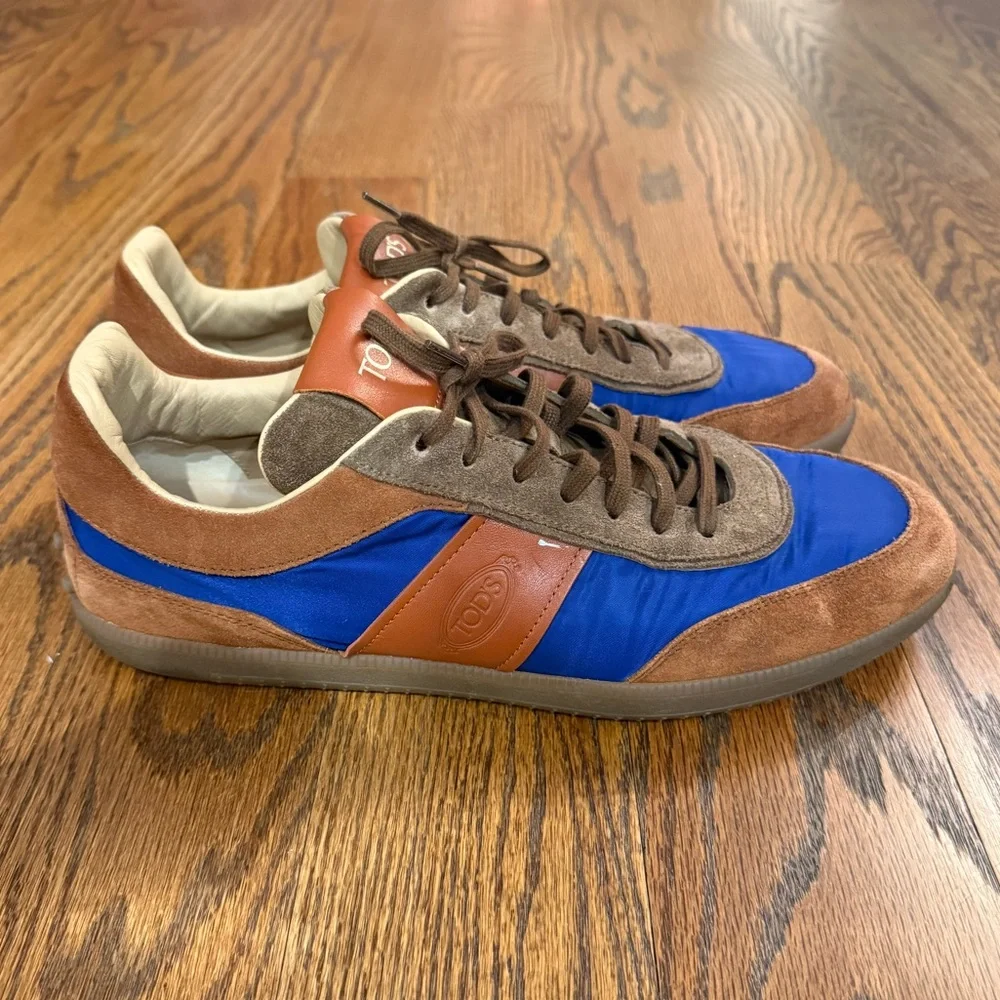 Men’s Tod’s Leather, Suede, and Shell Sneakers in Bright Blue